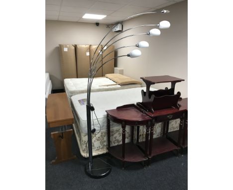 A chrome and marble based five branch floor lamp 