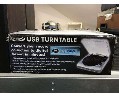 A boxed Zennox USB turn table 