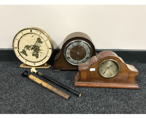 Two mantel clocks and a 24 hour clock 