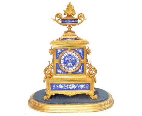 19th Century French mantel clock 19th Century French gilt ormolu and porcelain mantel clock, eight day movement striking on a