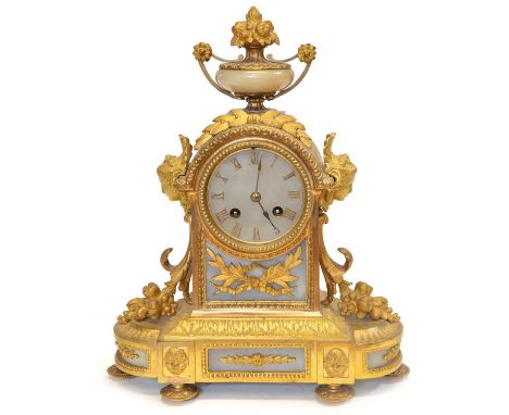 Late 19th Century french marble and ormolu mounted mantel clock Late 19th Century french marble and ormolu mounted mantel clo