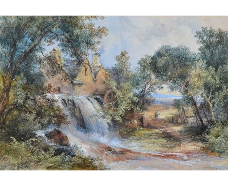 Thomas Colman Dibdin (British 1810-1893) Rural scene with a watermill and figures Signed and dated 1868, watercolour.35.5cm x