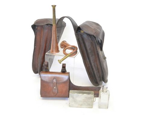 Various hunting and riding accessories to include a Champion &amp; Wilton leather pouch Various hunting and riding accessorie