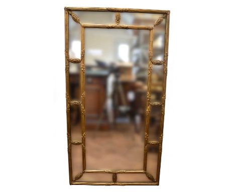 Gesso framed mirror 20th-century Regency style gesso framed mirror, central plate glass supported in tramline frame united by