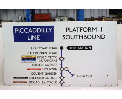 Large Original London Underground Enamel Platform Sign being the upper section of the Piccadilly Line Holloway Road Platform 