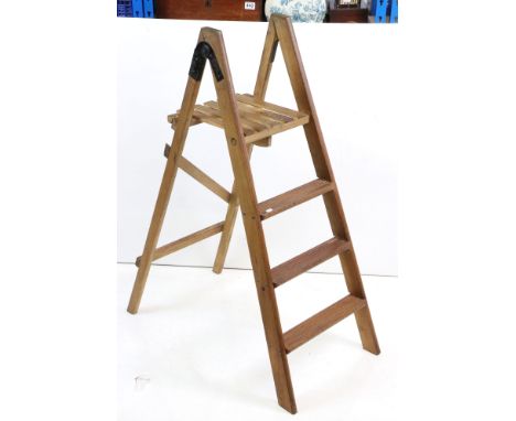 Set of Early to Mid 20th century Wooden Step Ladders, 20cm high 
