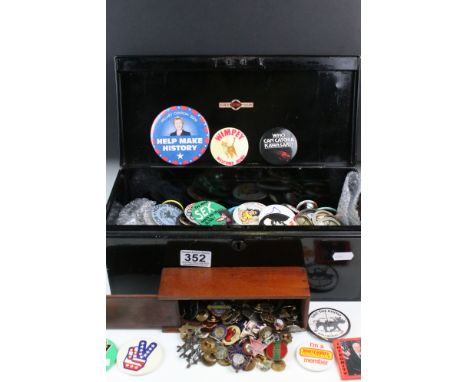 A large collection of vintage 1970's / 1980's buttons badges to include advertising and music related examples together with 