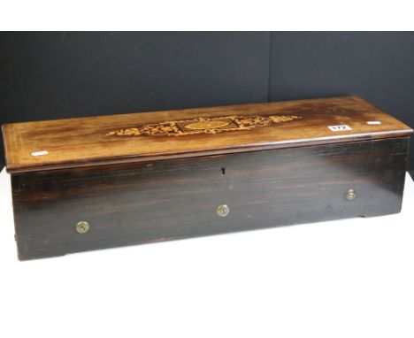 Nicole Freres 19th Century Part Overture Swiss music box having a paper label to inside of the lid inscribed no. 29727, 16 ai