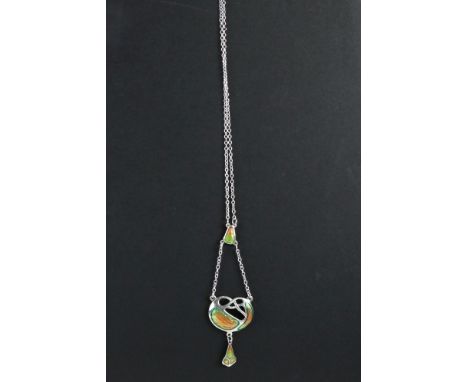 A silver and enamel danish style necklace. 