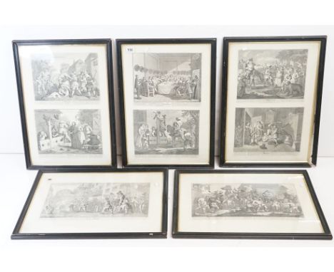 After William Hogarth FRSA (1697-1764) - Five engravings to include 'The Committee and Hudribas Triumphant ', ' Hudribas Firs