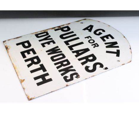 Advertising - ' Agent For Pullars' Dye Works, Perth ' double-sided enamel sign, with black lettering on white ground. Measure