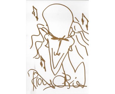 Rocky Horror Picture Show - Richard O'Brien. A5 sketch in gold ink. Good condition. All autographs are genuine hand signed an