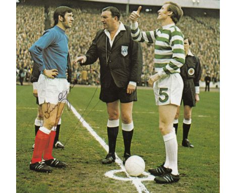 Football autographed John Greig Cutting: Col, Depicting Rangers Captain John Greig And His Celtic Counterpart Billy Mcneill A