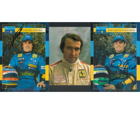 Formula One Racing Drivers, three signed photos.  Clay Regazzoni (1939-2006), five-times Grand Prix winner. Dated Sep 1972 to