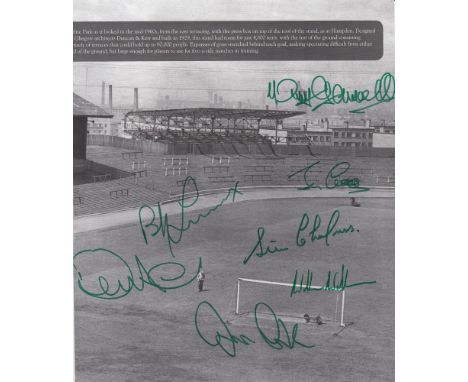 Football autographed Celtic Cutting: B, W, Depicting A View Of Celtic Park In The Mid 1960s, Taken From The East Terracing, M