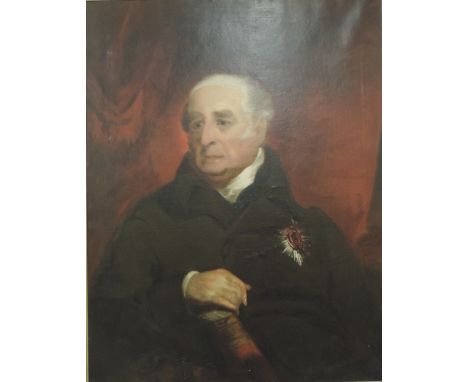 Early 19th Century English School - Lawrence

Half-length, "Portrait of Duke of Wellington? wearing the Order of the Bath," O