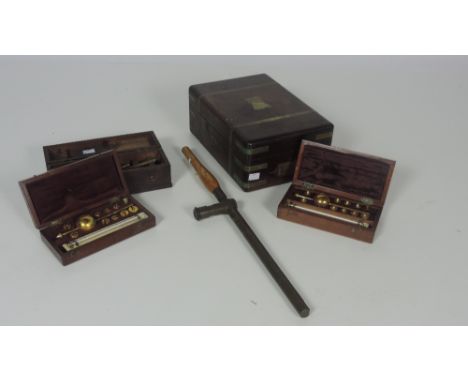 A 19th Century brass Instrument, signed Adie & Son, Edinburgh, and with paper label on original mahogany case; two "Sykes Hyd