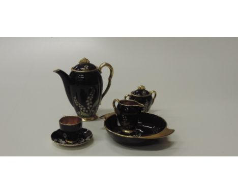 An attractive 18 piece Carltonware Coffee Set, Noire Royale hand painted design. (18)