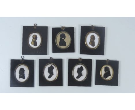 Silhouettes: An attractive suite of seven early 19th Century Irish & English oval Portrait Silhouettes, two females and five 