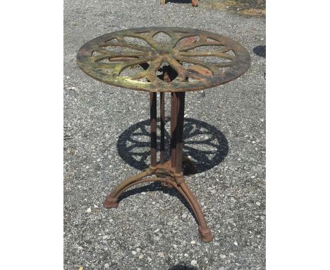 A 19th Century metal tripod Garden Table, with circular top. (1)