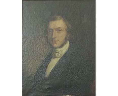 19th Century Welsh School, 1874

A small half length Portrait of "Young Man with white bow tie, Mr. T.A. Edwards, J.P. of .. 