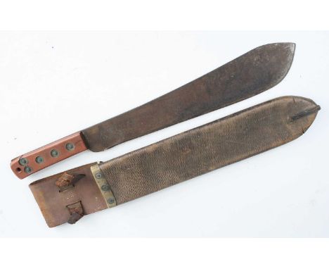 A WW II British Army machete, the 38cm blade with War Department mark Martindale and with crocodile logo, dated 1952, having 