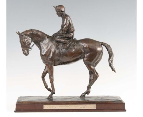 § Philip Blacker (British b.1949) a a patinated bronze group of the racehorse Sonic Lady with jockey Walter Swinburn up, insc