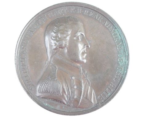 A bronze medal commemorating the action off Tory Island, 1798 and Admiral Sir John Borlase Warren (1753-1822). Obverse: Bust 