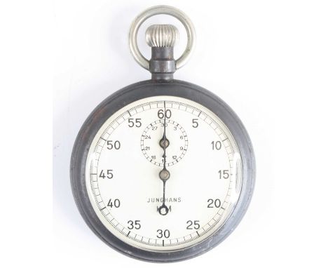 A German Third Reich Kriegsmarine stop-watch, having a circular enamel dial with Arabic numerals and outer track with subsidi