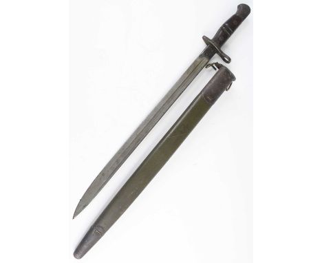 A 1913 pattern Remington bayonet, the 43cm single edged fullered blade stamped to the ricasso 1913, 10 16 Remington with vari