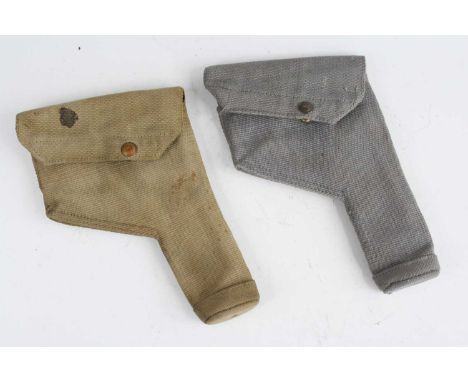 A WW II British Army webbing holster, dated 1941, together with one other dated 1943 and a collection of various military but