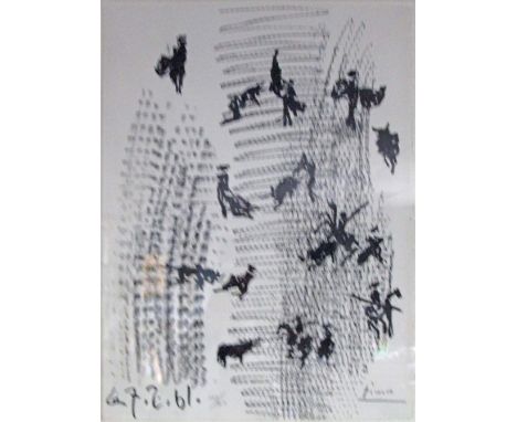 PABLO PICASSO (Spanish,1881-1973), 'Toros y torreros' original lithograph, signed by the artist in pencil, 37cm x 27cm. (Plea