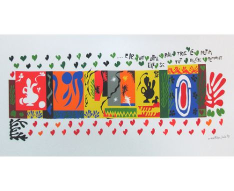 HENRI MATISSE, '1000 nights and 1000 days', silk screen print, 40cm x 87cm, signed in plate. (Please note Clause 6 of Buyer's