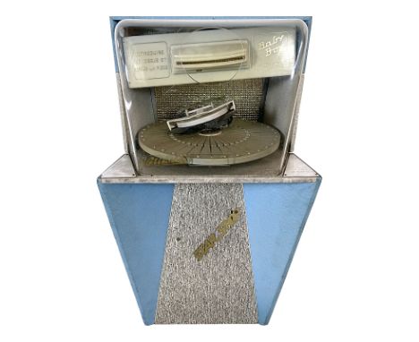 1960's "Baby Box" Semi Automatic Jukebox by Harbert Italiana Milano Mini Discoteca. 36 selection jukebox playing 45 RPM recor