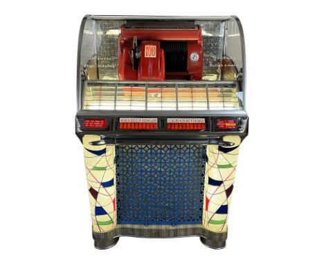 1953 Seeburg 100W Jukebox. 100 selection jukebox playing 78 RPM records. It comes with 49 records. The jukebox isn't fully or