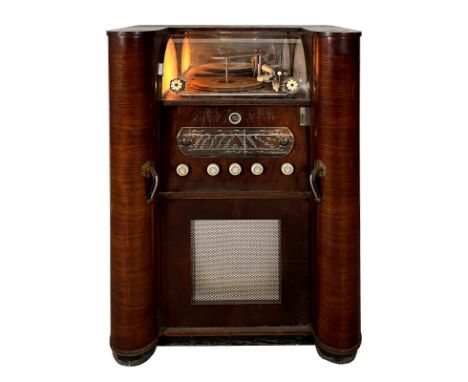 Mid-Fifties Valcke Heule Belgian Coin-Op Radio and Record Player. 12 selections for playing 33, 45 or 78 RPM records. The mac