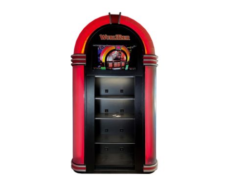 Gigantic 4 meter tall Wurlitzer display &amp; presentation case designed like a jukebox with LED lights and shelves. It featu