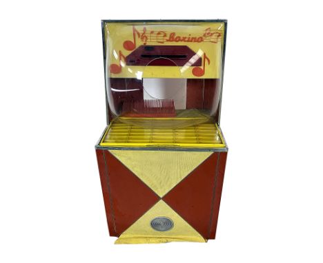 1960's "Boxino" Semi Automatic Children's Jukebox by Harbert Italiana Milano Mini Discoteca. 40 selection jukebox playing 45 