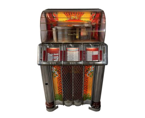 1950 Wurlitzer 1250 Jukebox. 48 selection jukebox playing 33, 45 and 78 RPM records with the Adapta-Speed Changer. It comes w