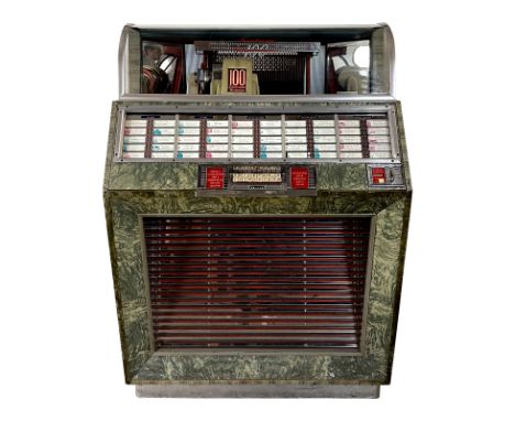 1949-1951 Seeburg M100A Jukebox. 100 selection jukebox playing 78 RPM records. It comes with 50 records. The jukebox isn't fu