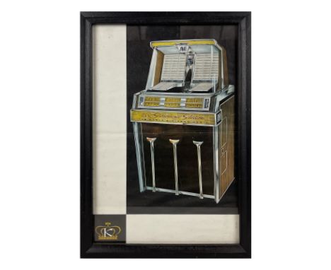 Framed AMI K 200 selection jukebox poster. Dimensions (H x W x D): 46 x 31 x 3 cm. Condition: Good. Location: The Netherlands
