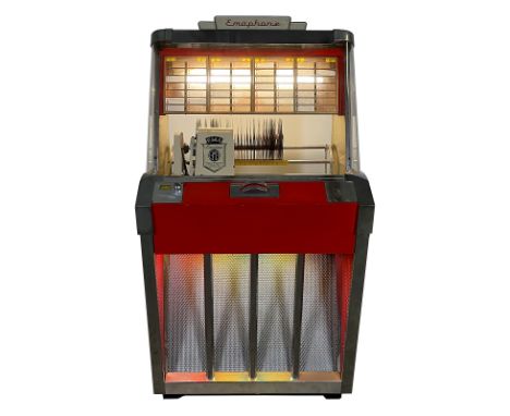 1958-1959 Marchant Emaphone 112 Jukebox. 112 selection jukebox playing 45 RPM records. It comes with 28 records. The jukebox 