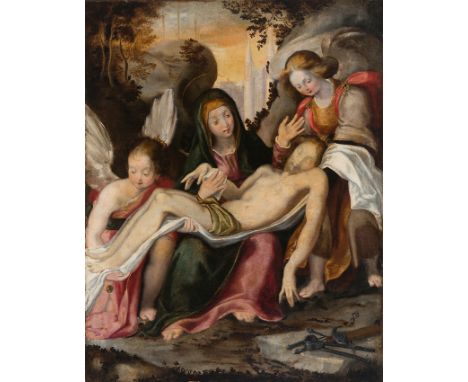 Federico Barocci Workshop (Urbino, 1535 - 1612)“Pietà: sorrow and lament on the death of Christ”Oil on canvas.93 x 73 cm.Exqu