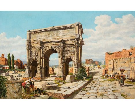 Ramón Tusquets Maignon (Barcelona, 1837 - Rome, 1904)‘Arch of Triumph in Rome’.Oil on canvas80,5 x 120,5 cm.Provenance:- Acqu