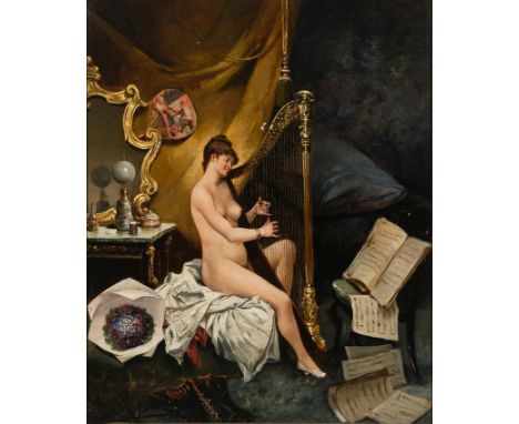 Enrique Miralles Darmanin (Spain, 1855 - 1900)"Le Boudoir"Oil on canvas. Relined. Signed.46,5 x 38,5 cm.Provenance:- Brok Auc