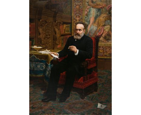 Tomás Moragas (Girona, 1837 - Barcelona, 1906)“Portrait of the painter Aureliano de Beruete”Oil on canvas.185 x 135,5 cm.