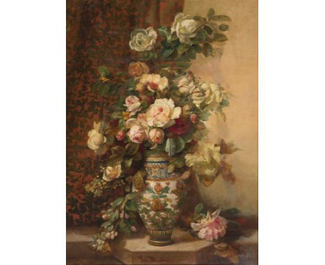 José Mirabent (Barcelona, 1831 - 1899)‘Vase with flowers’Oil on canvas. Signed.89 x 66 cm.