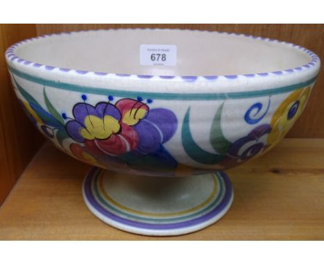 Carter Stabler and Adams Poole Pottery comport with painted flowers, 21cm across 