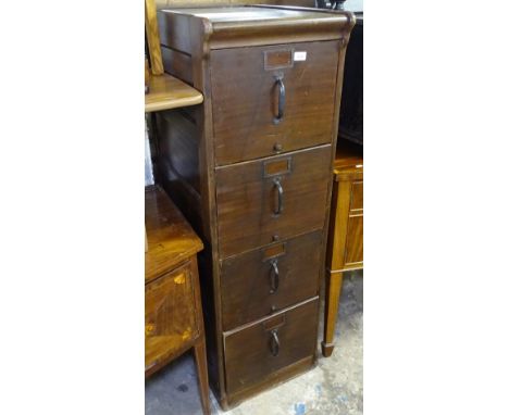 A Vintage Globe Wernicke stained wood 4-drawer filing chest, W45cm, H140cm 
