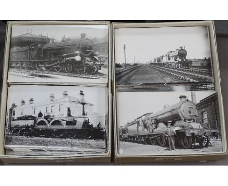 A collection of Vintage photographic prints of steam locomotives etc 